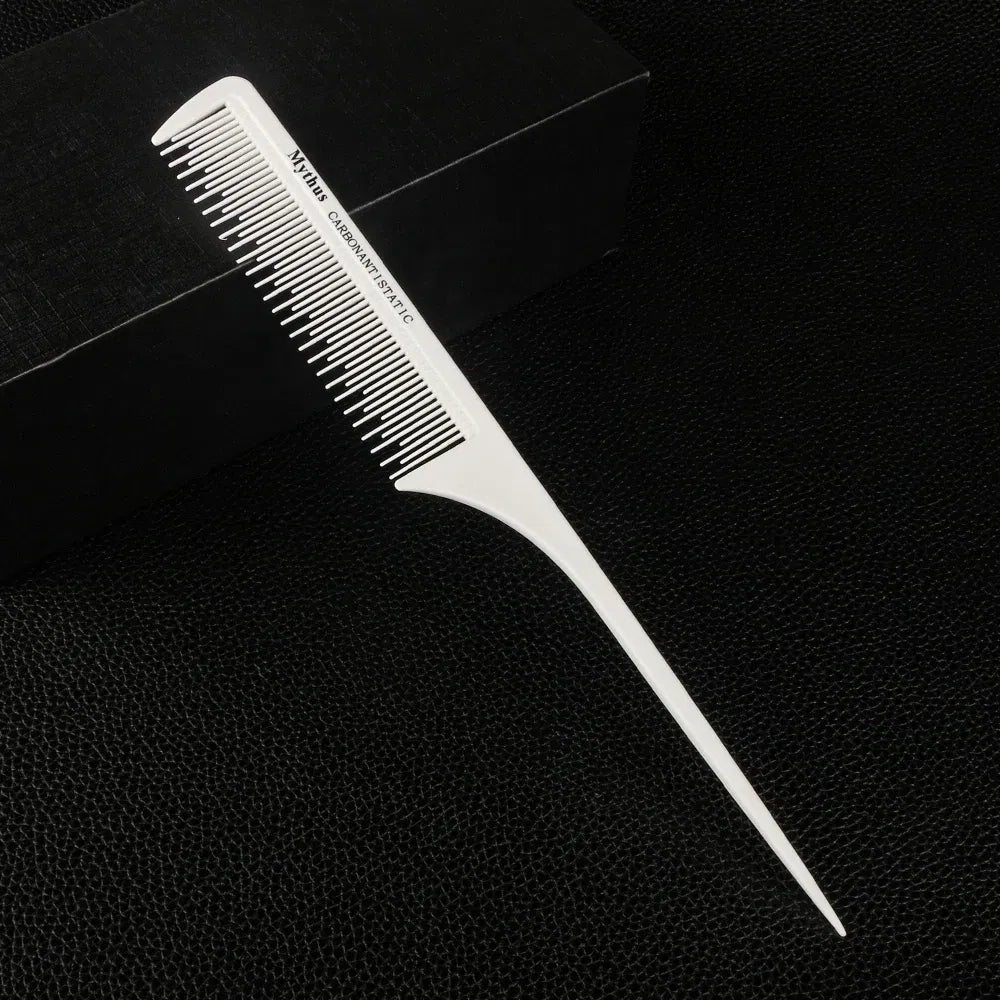 Color: LIGHT GRAY - Mythus Hairdressing Carbon Comb For Haircut Barber Anti Static White Rat Tail Comb Beauty Professional Hair Styling Tools Comb