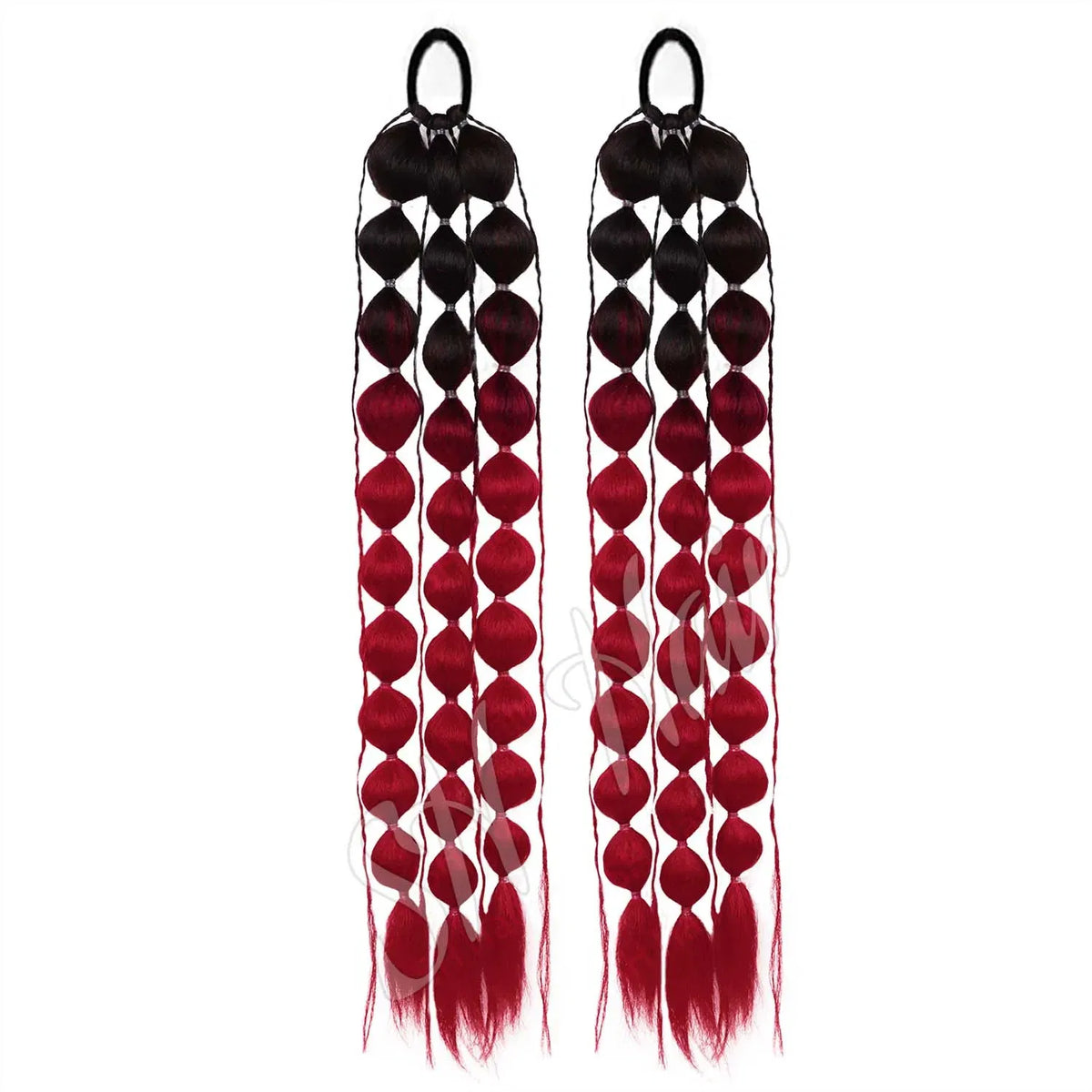 Color: 1B/30HL - Synthetic 2Pcs Lightweight Colored Hair Extensions for Kids Bubble Ponytail with Hair Tie Ombre Crazy Hair Day Accessories
