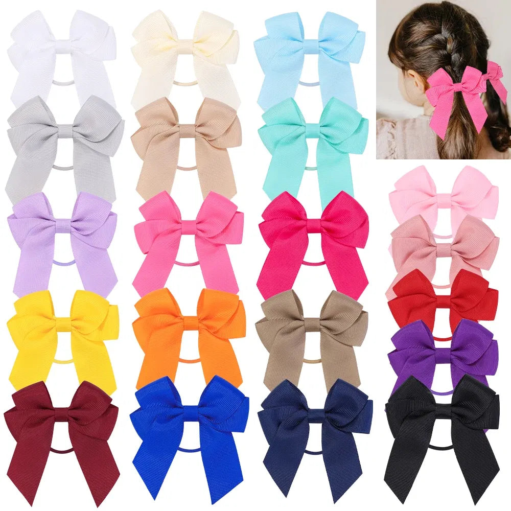 Color: Light Grey, Size: 3XL - 1/2 Pcs Sweet Hair Ribbon Hair Band for Girls Toddler Cheer Bow Head Rope Kids Headwear Double Ponytail Support Hair Accessories