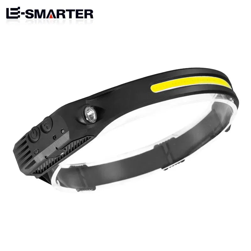 Emitting Color: changeable - Induction Headlamp COB LED Sensor Head Lamp Built-in Battery Flashlight USB Rechargeable Head Torch 5 Lighting Modes Headlight