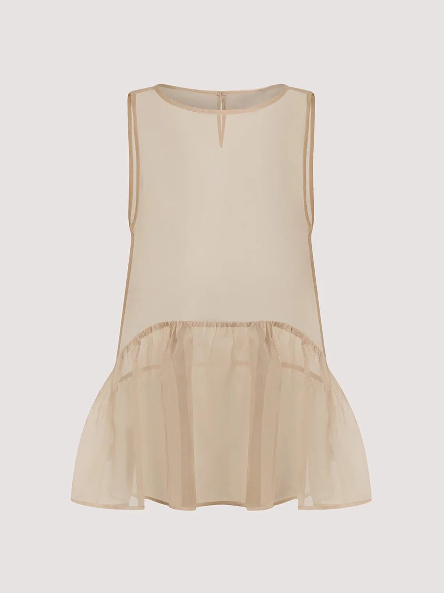 Elegant Sheer Ruffle Tank Top