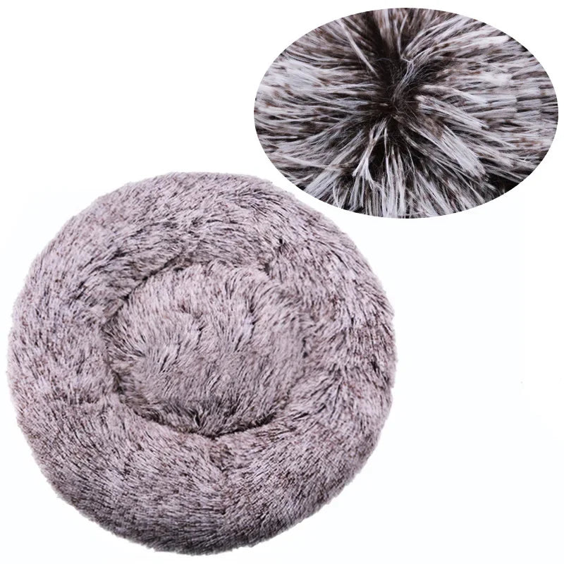 Calming Plush Donut Pet Bed – Washable Anti-Anxiety Dog & Cat Bed