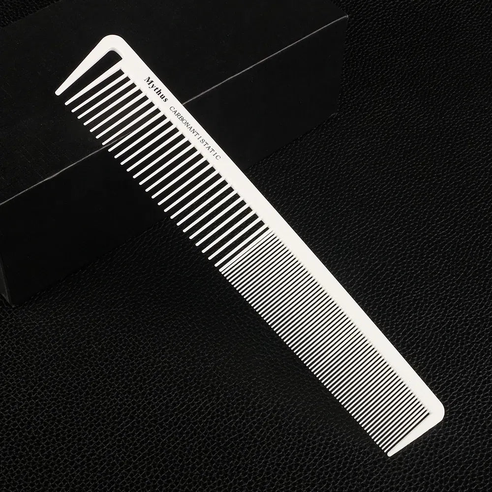 Color: LIGHT GRAY - Mythus Hairdressing Carbon Comb For Haircut Barber Anti Static White Rat Tail Comb Beauty Professional Hair Styling Tools Comb