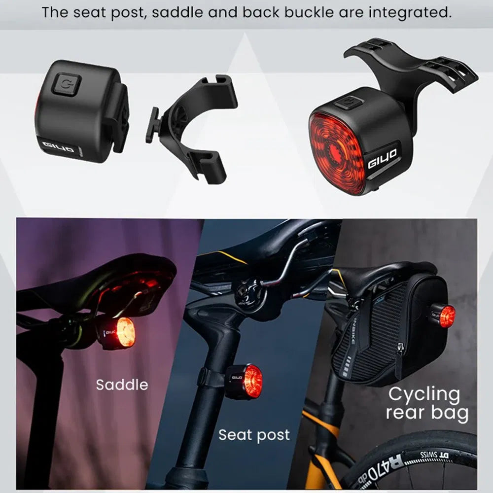 Color: Yellow - New Bicycle Smart Brake Tail Light MTB Road Bike Auto Brake Sensing Light SB Rechargeable IPX6 Waterproof LED Warning Rear Lamp