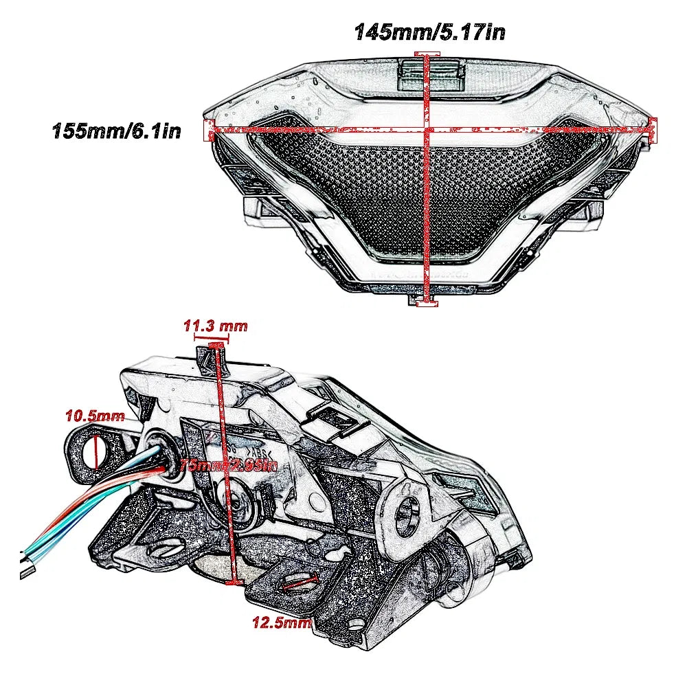 Color: WHITE - Motorcycle LED Taillight Moto rear Brake Light Indicator Lamp for Yamaha MT03 MT25 2014-2020 R3 R25 2013-2020 MT07 2013-2017