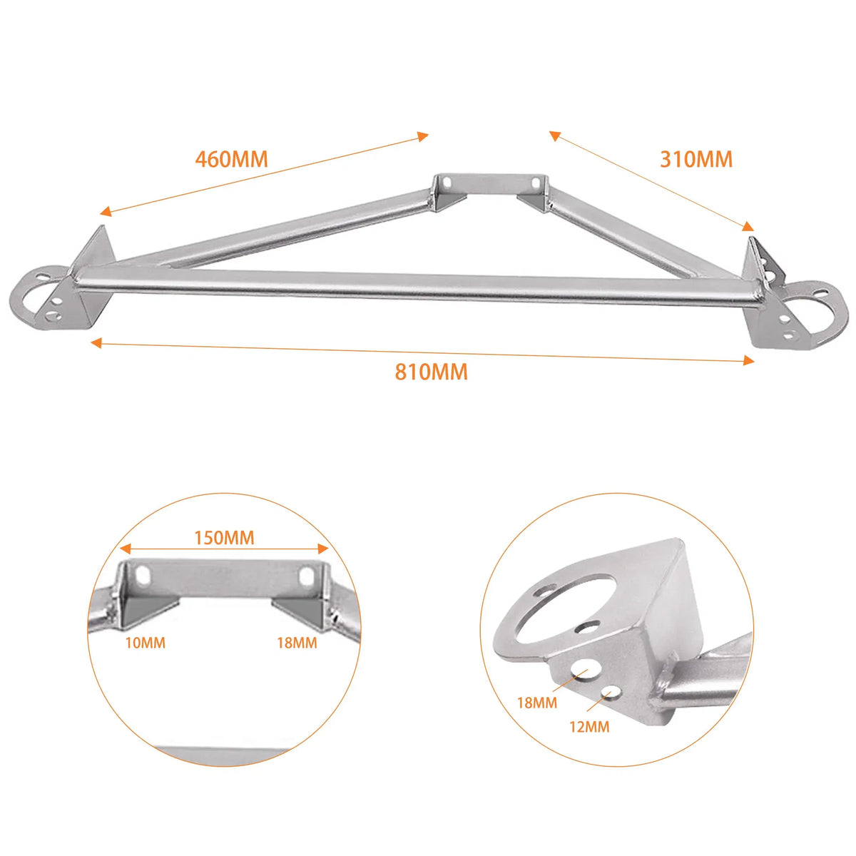 Ships From: CHINA - 3 Points Front Upper Strut Tower Brace Bar for Honda Civic Del Sol EG EK 92-00 For Acura Integra DC2 CRX Del Sol Steel Stability