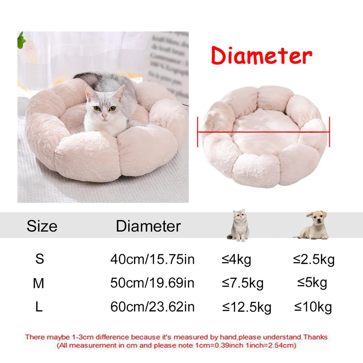 Calming Plush Donut Pet Bed – Washable Anti-Anxiety Dog & Cat Bed