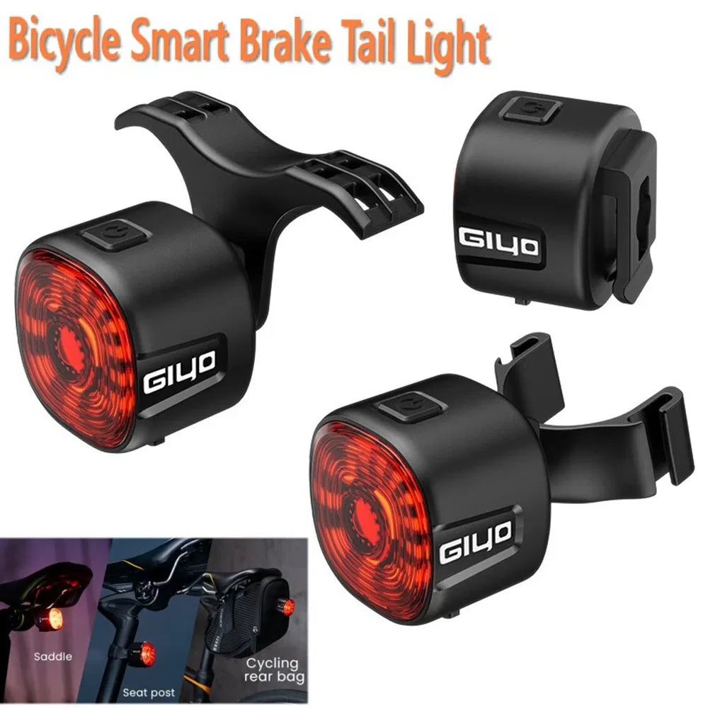 Color: WHITE - New Bicycle Smart Brake Tail Light MTB Road Bike Auto Brake Sensing Light SB Rechargeable IPX6 Waterproof LED Warning Rear Lamp