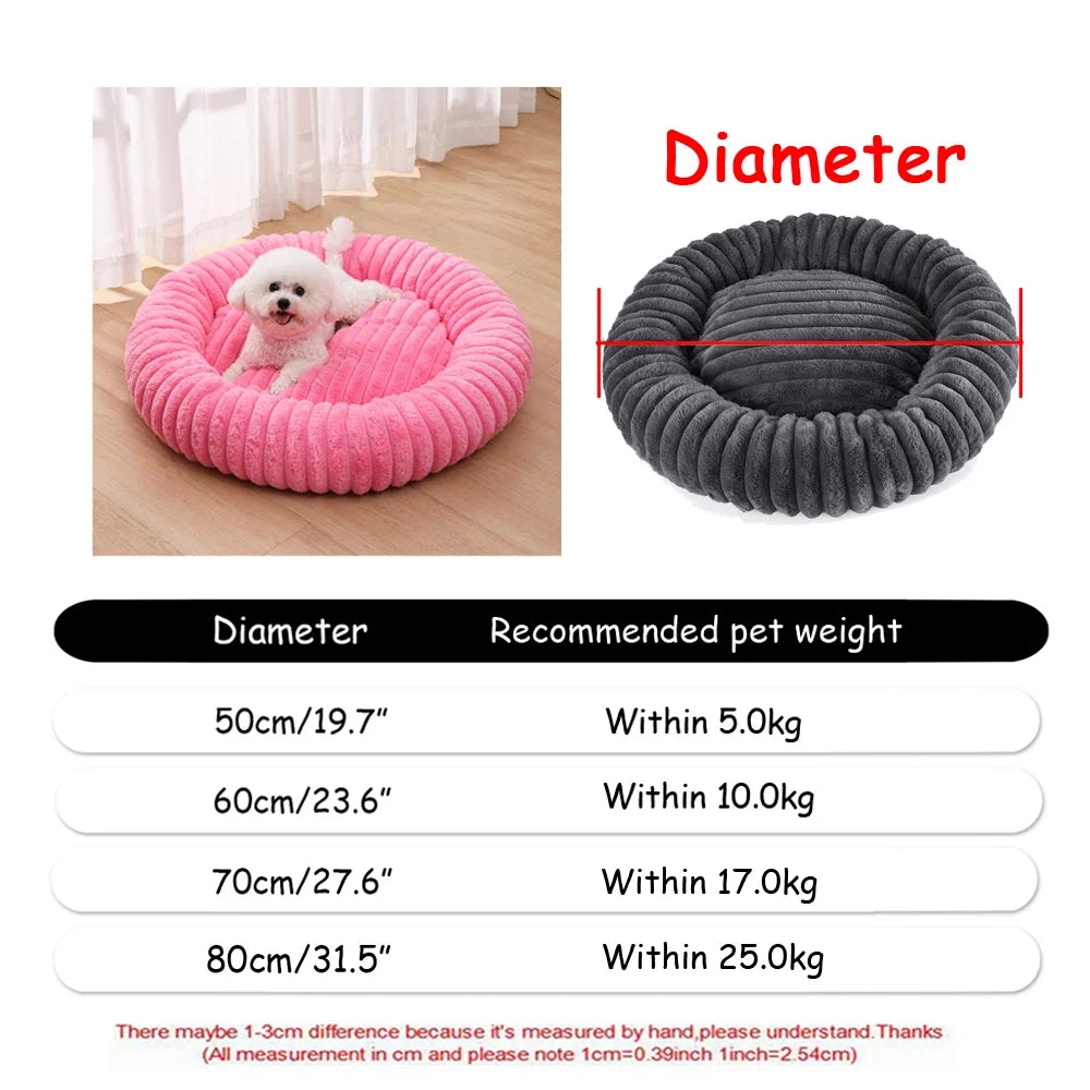 Calming Plush Donut Pet Bed – Washable Anti-Anxiety Dog & Cat Bed
