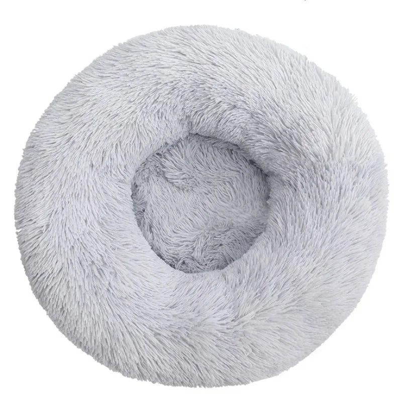 Calming Plush Donut Pet Bed – Washable Anti-Anxiety Dog & Cat Bed