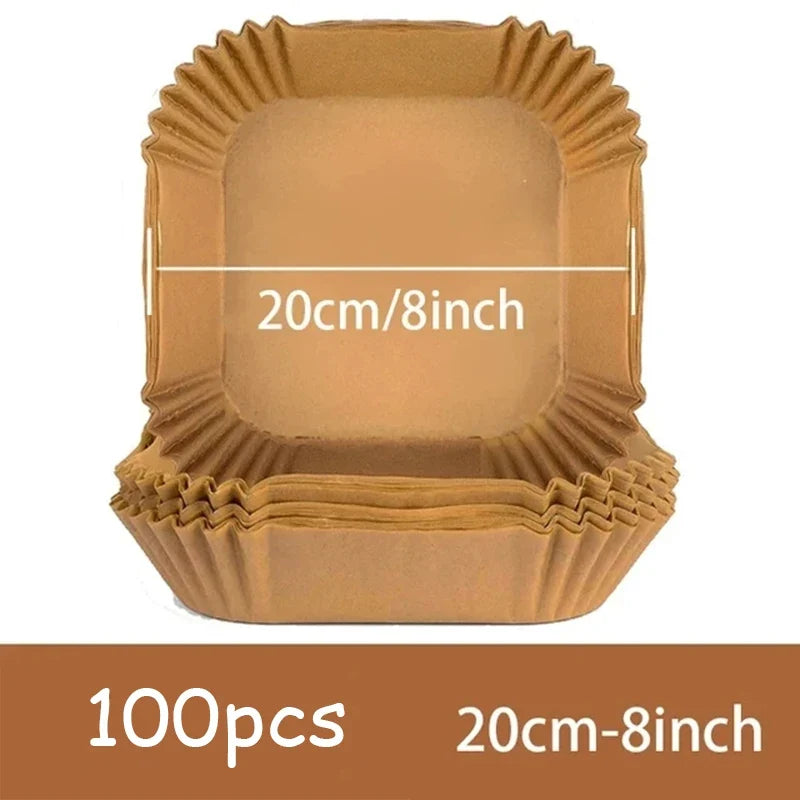 50Pcs Air Fryer Disposable Paper Non-Stick Airfryer Baking Papers Round Air-Fryer Paper Liners Paper Kitchen Accessories