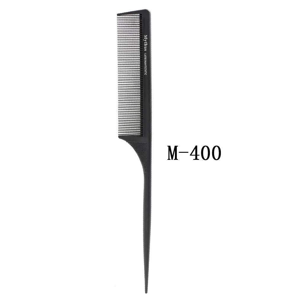Color: LIGHT GRAY - Mythus Hairdressing Carbon Comb For Haircut Barber Anti Static White Rat Tail Comb Beauty Professional Hair Styling Tools Comb