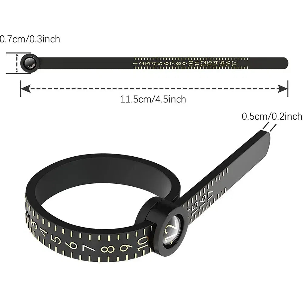 Color: WHITE - US/UK/EU/HK Size Ring Ruler Ring Measuring Tape Ring Measuring Tool Annular Coil Finger Size Filter with Magnifying Glass