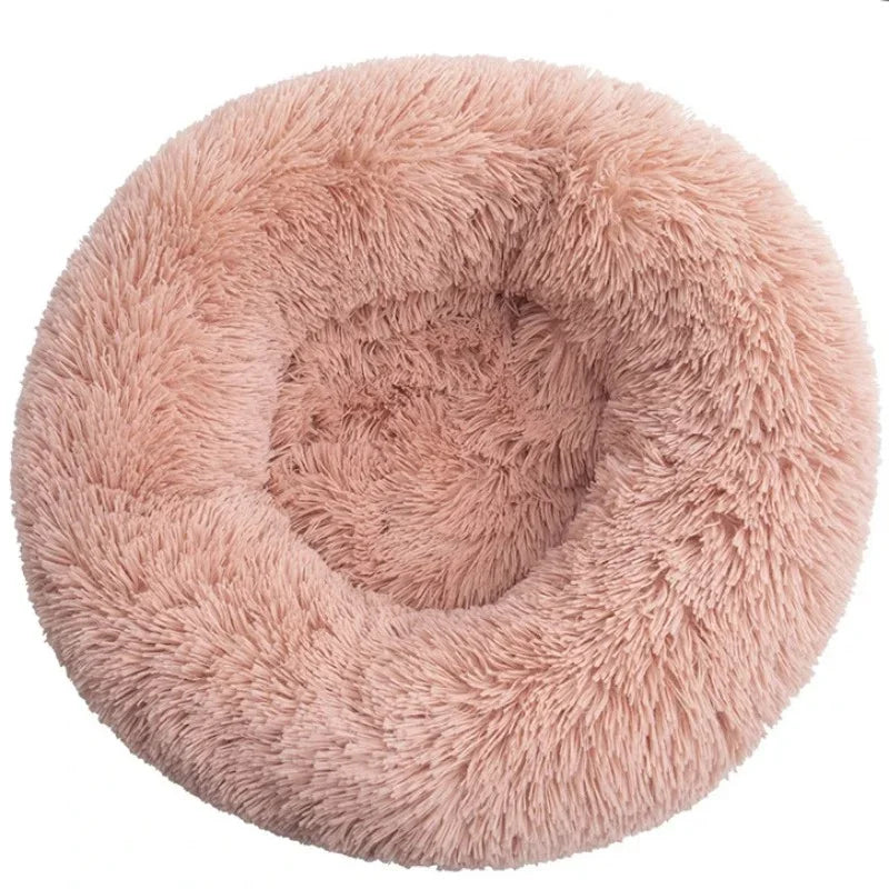 Calming Plush Donut Pet Bed – Washable Anti-Anxiety Dog & Cat Bed