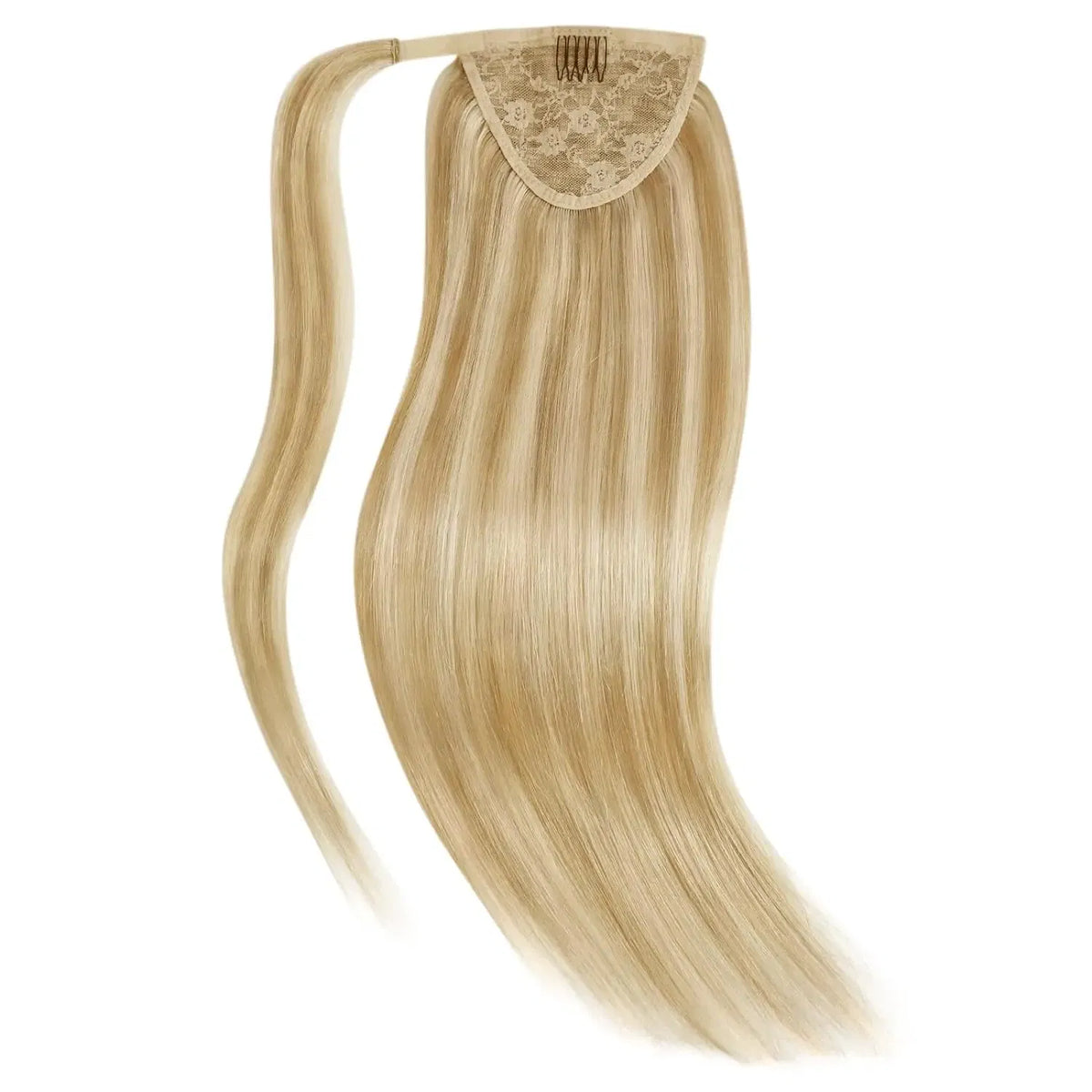 Color: #16, Life Span: 6 Months With Proper Care, Stretched Length: 16inches - VeSunny Human Hair Ponytail Light Blonde Mix Golden Blonde Real Hair Ponytail Extension Highlights Blonde Ponytail Hair 80g