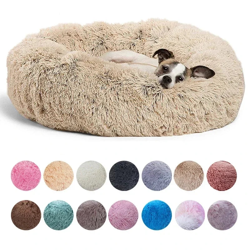 Calming Plush Donut Pet Bed – Washable Anti-Anxiety Dog & Cat Bed