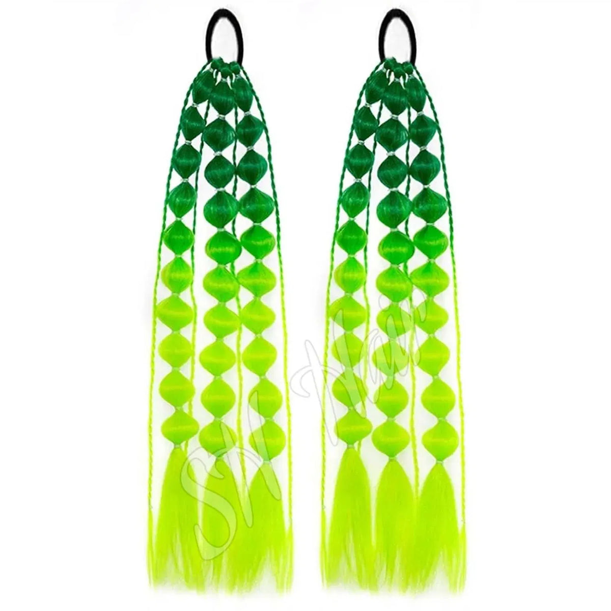 Color: P1B/30 - Synthetic 2Pcs Lightweight Colored Hair Extensions for Kids Bubble Ponytail with Hair Tie Ombre Crazy Hair Day Accessories