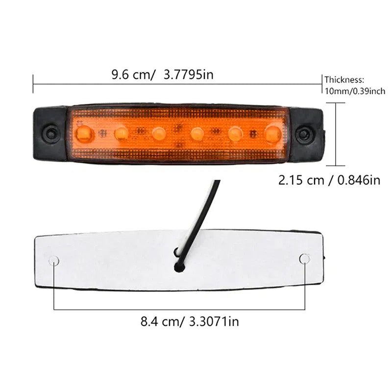 Emitting Color: Crystal Blue - 1Pcs Truck Trailer Side Marker Indicators clearance Light Car Brake Rear Highlight Tail Light 6LED 12V/24V Warning Signal Lamp