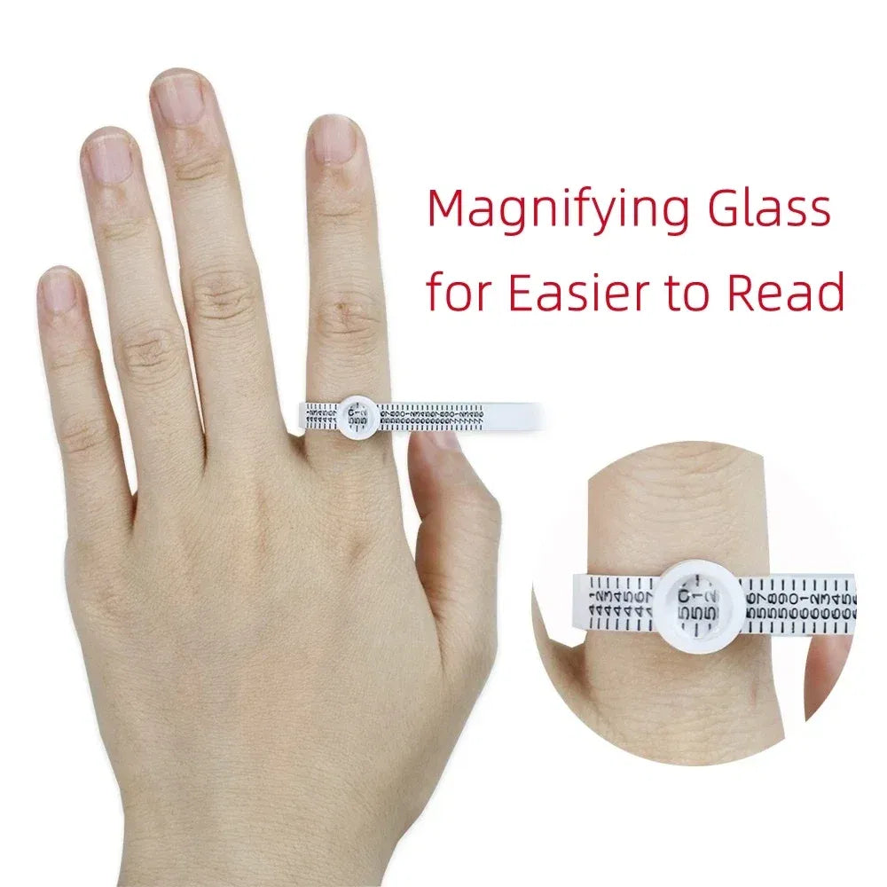 Color: Blue - US/UK/EU/HK Size Ring Ruler Ring Measuring Tape Ring Measuring Tool Annular Coil Finger Size Filter with Magnifying Glass