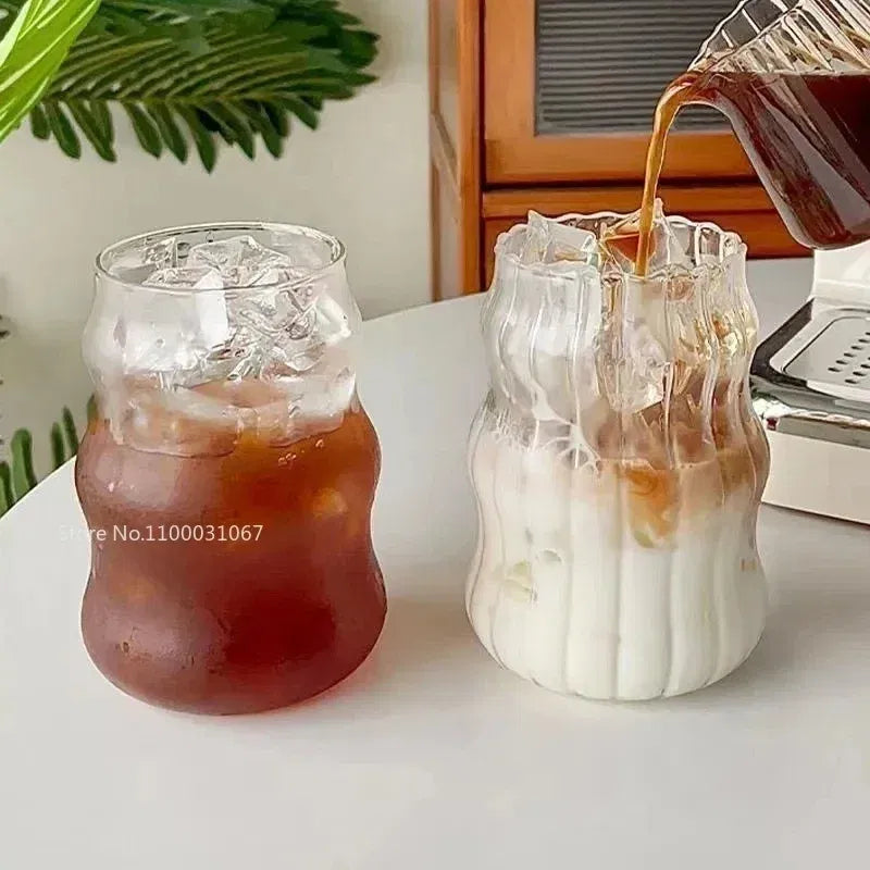 Color: light yellow, Capacity: 301-400ml - Transparent Heat Resistant Glass Coffee Mug Glass  Latte Cup Breakfast Mug Milk Water Cocktail Glass Cup Beer Drinking Glasses