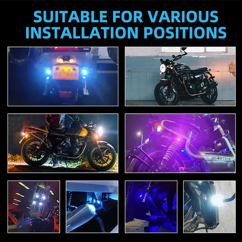 Color: Blue - 2pcs Motorcycle Flash Strobe Eagle Eye Motorcycle Daytime Running Light Fog Lamp Headlight Moto Accessories