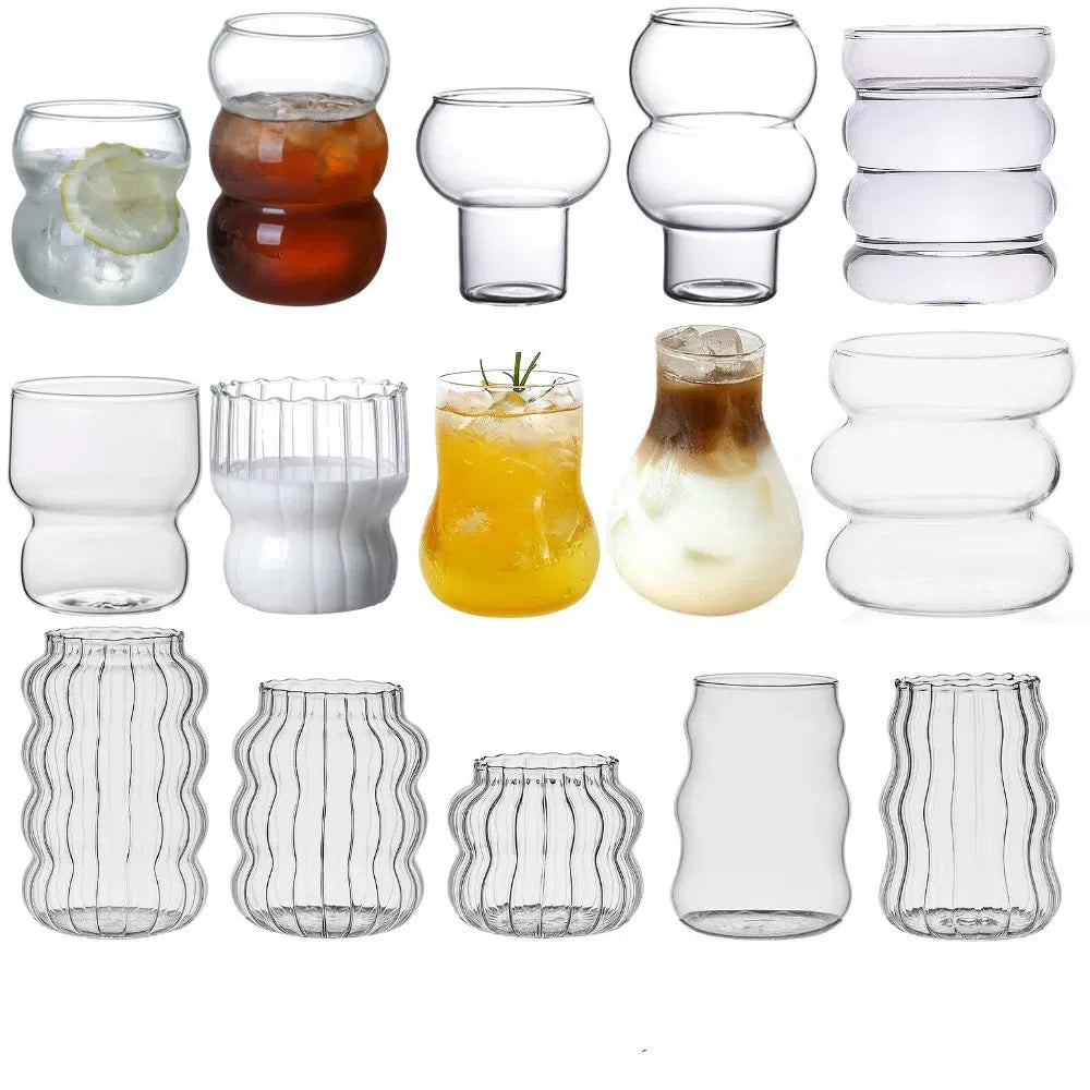 Color: light yellow, Capacity: 301-400ml - Transparent Heat Resistant Glass Coffee Mug Glass  Latte Cup Breakfast Mug Milk Water Cocktail Glass Cup Beer Drinking Glasses