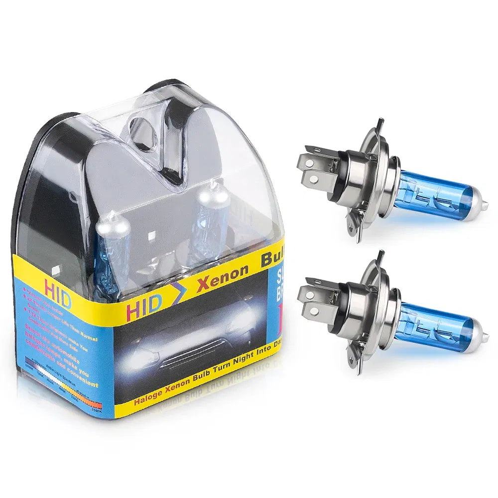 Emitting Color: Crystal Blue - H4 Lamp 12V Halogen Bulb Car HeadLight Bulb H4 55w 100w Light Bulbs For Car Headlight 2pcs 6000k Car Accessories H4 Halogen