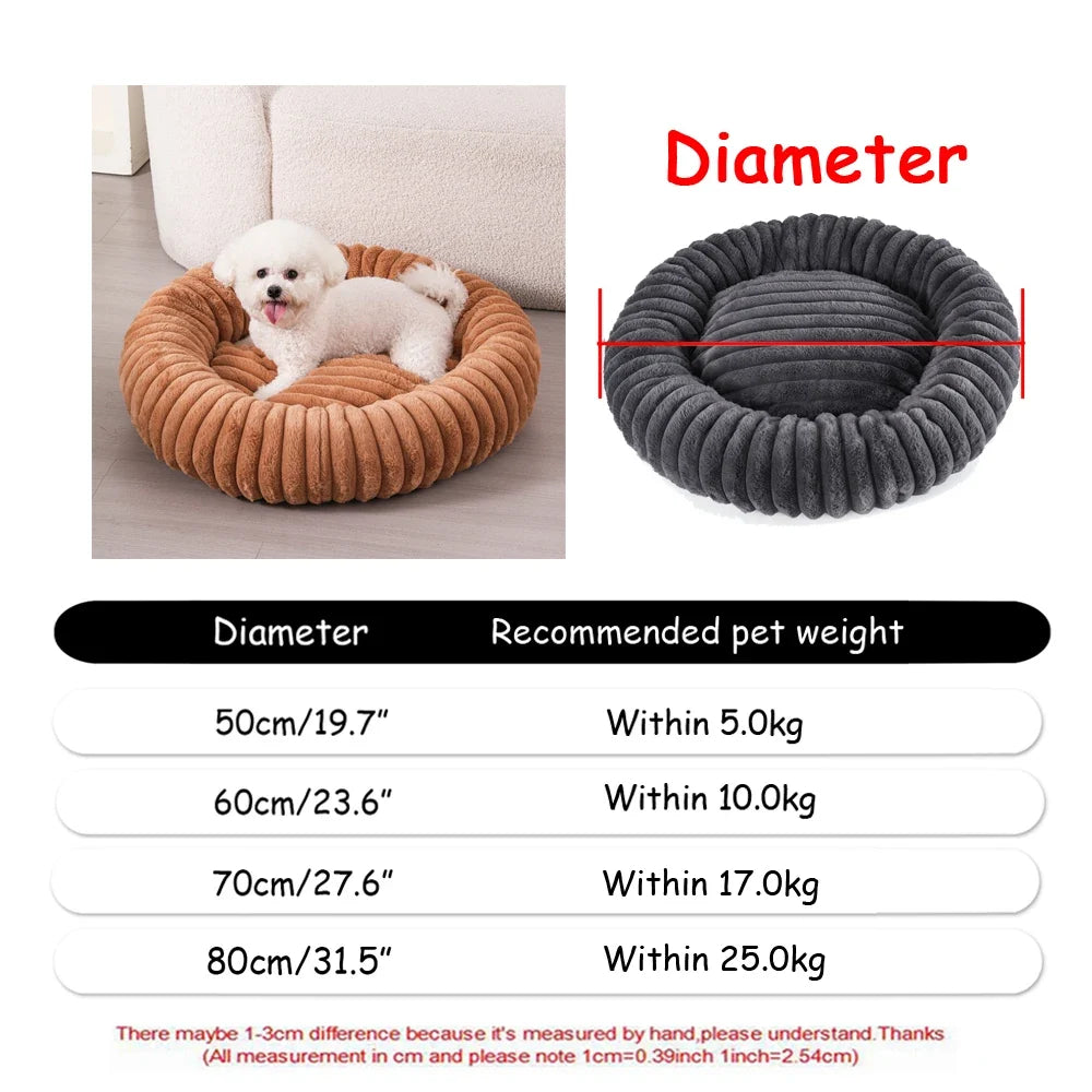 Calming Plush Donut Pet Bed – Washable Anti-Anxiety Dog & Cat Bed