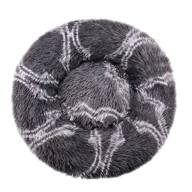 Calming Plush Donut Pet Bed – Washable Anti-Anxiety Dog & Cat Bed