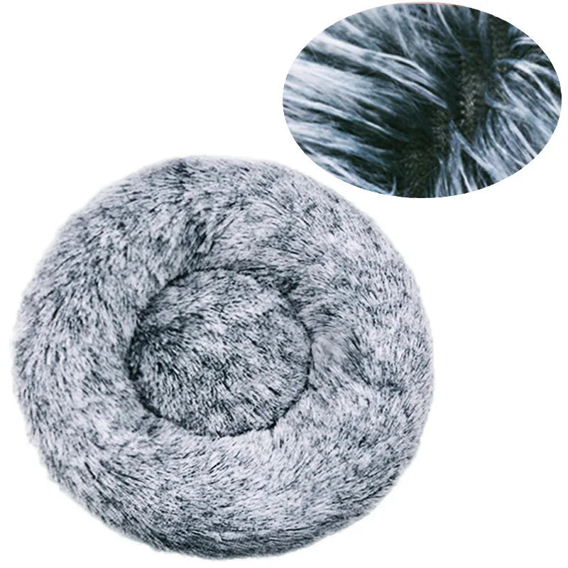 Calming Plush Donut Pet Bed – Washable Anti-Anxiety Dog & Cat Bed