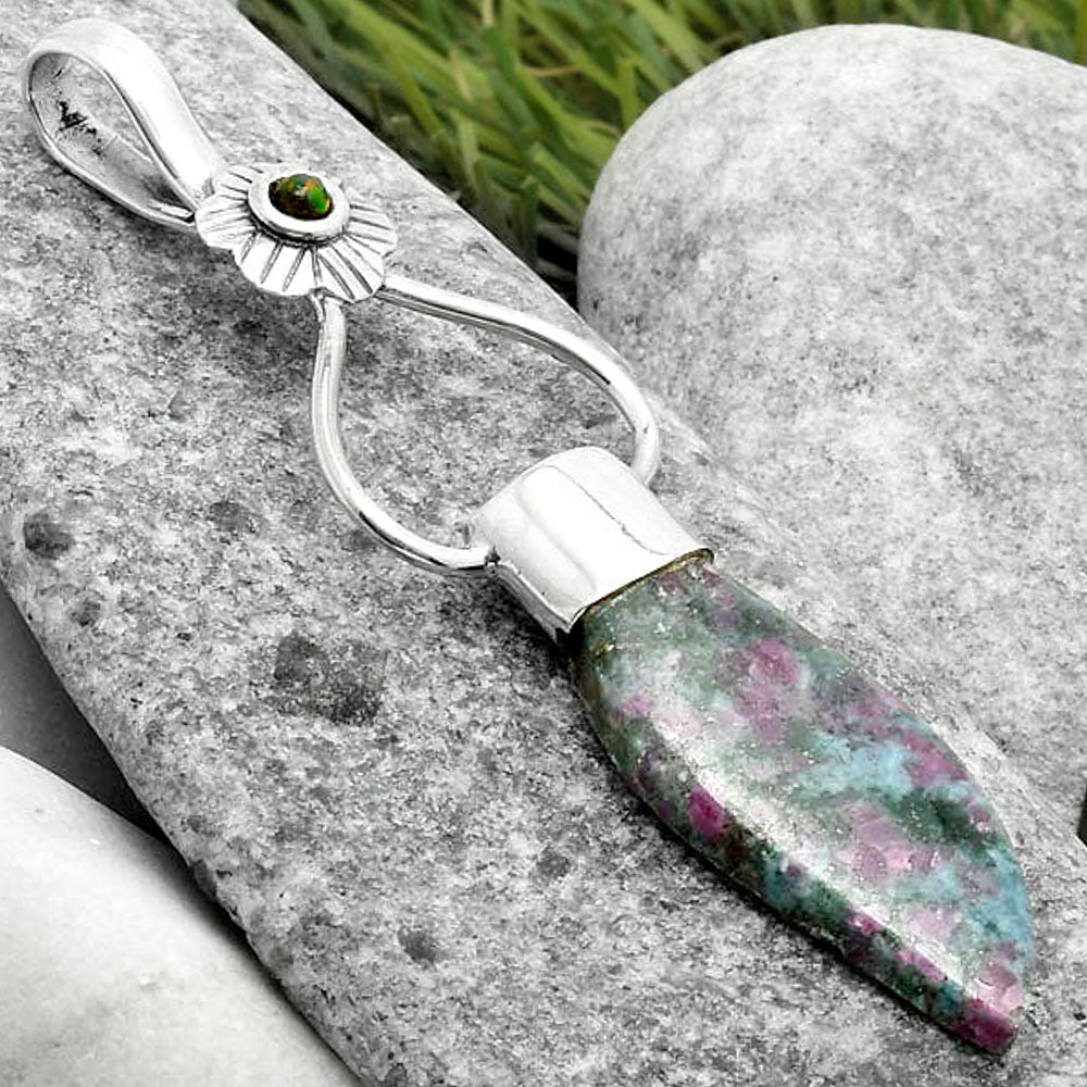 Ruby In Kyanite & Black Ethiopian Opal Pendant P-1583 SDP117113