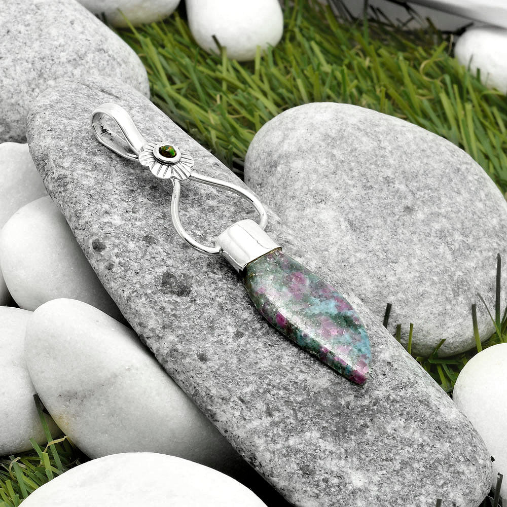 Ruby In Kyanite & Black Ethiopian Opal Pendant P-1583 SDP117113