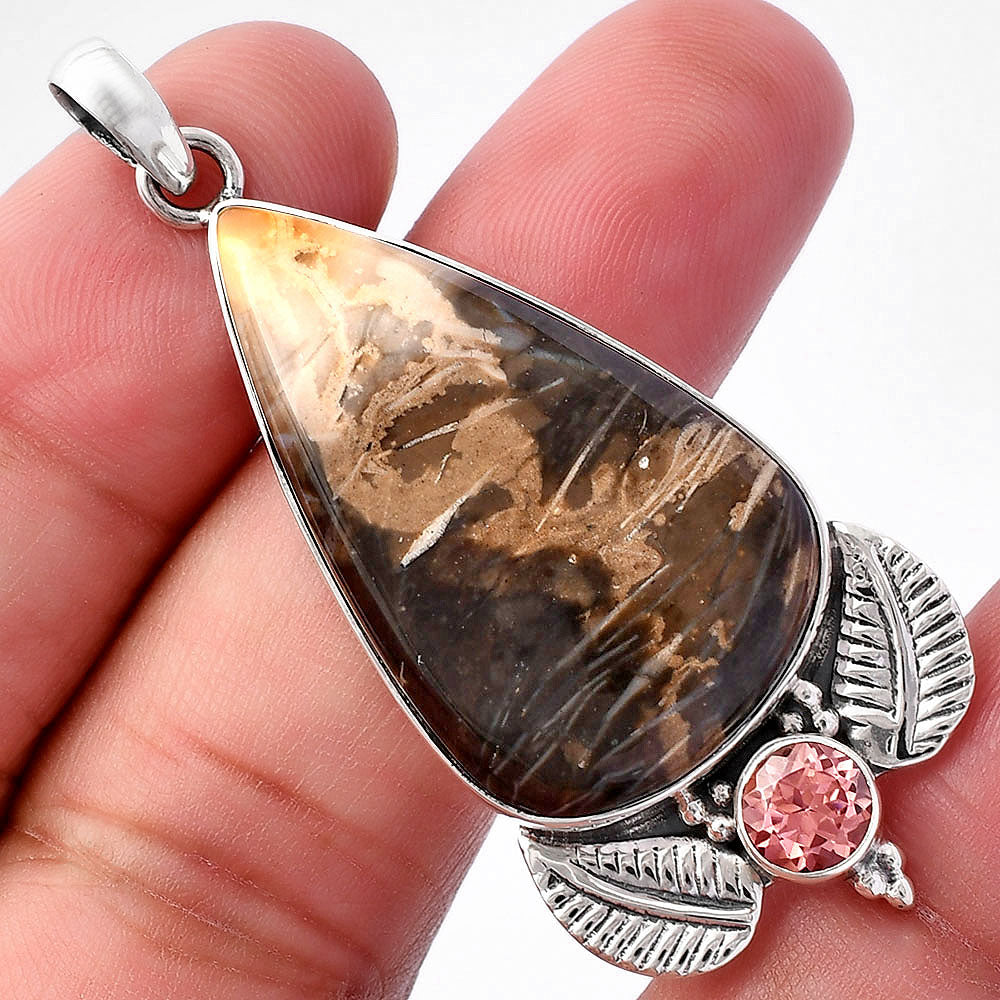 Natural Bat Cave Jasper & Morganite Pendant P-1127 SDP145945