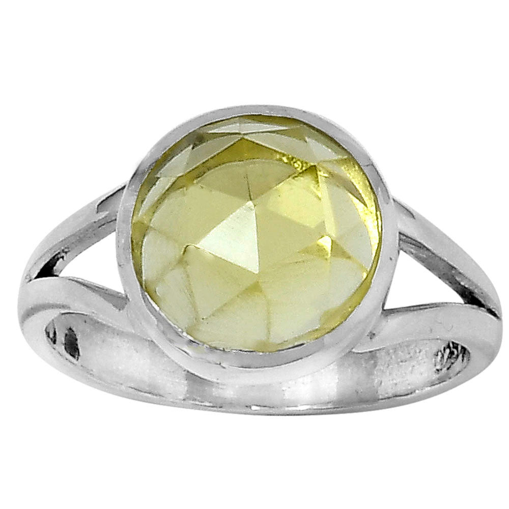 Faceted Natural Lemon Quartz Ring size-8 R-1005 SDR153443