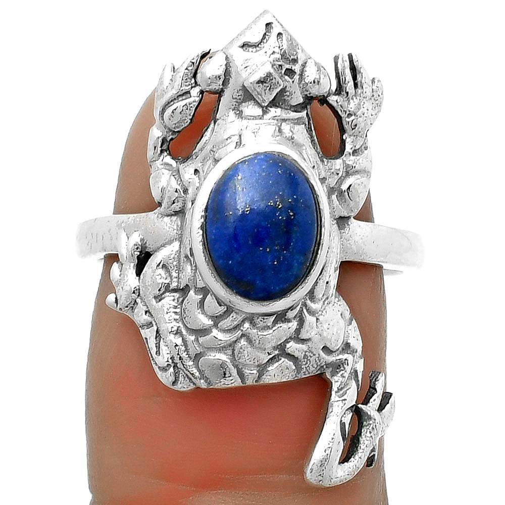 Frog - Natural Lapis - Afghanistan Ring size-7.5 R-1113 SDR172792