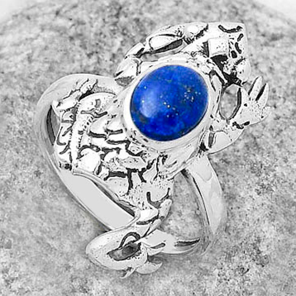 Frog - Natural Lapis - Afghanistan Ring size-7.5 R-1113 SDR172792