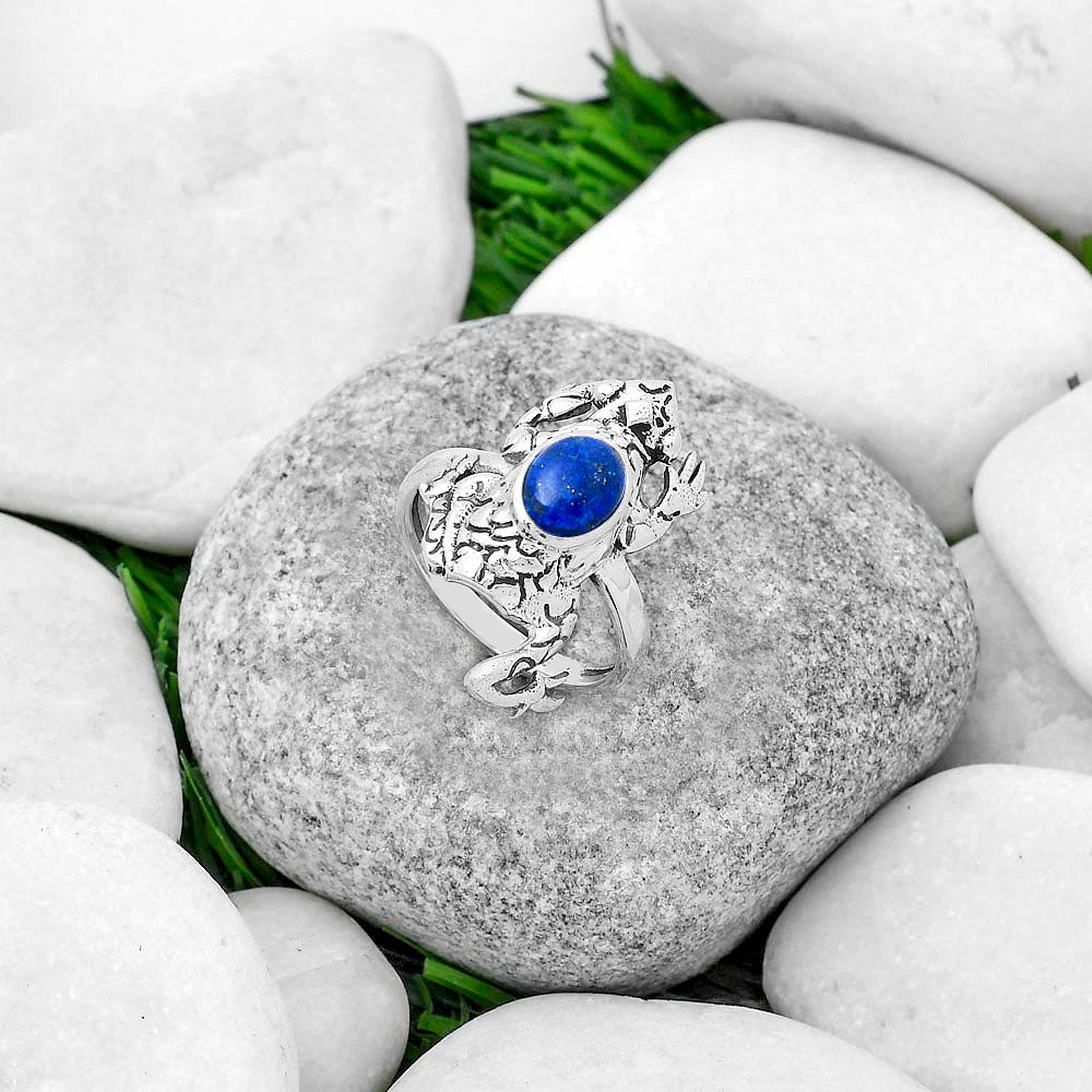 Frog - Natural Lapis - Afghanistan Ring size-7.5 R-1113 SDR172792