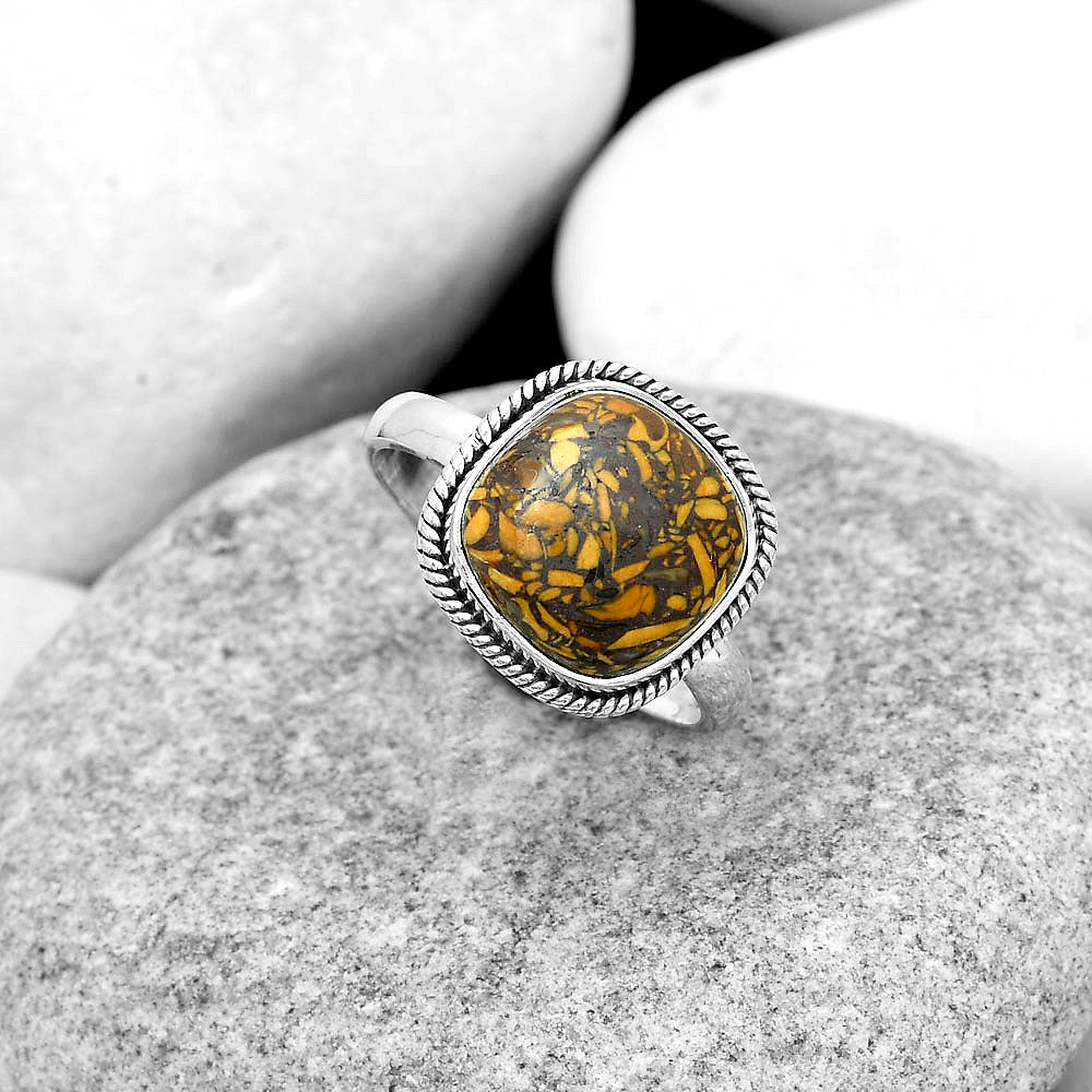 Coquina Fossil Jasper - India Ring size-8.5 R-1009 SDR180831