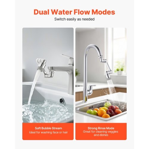 1080? Swivel Faucet Extender, 2 Sprayer Modes Sink Water Faucet Aerator Extension, Kitchen Bathroom Rotatable Spray Attachment with Brass Robotic Arm, Rotating Splash Filter Wash Hand/Hair/Face