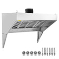 Commercial Exhaust Hood, 9FT Food Truck Hood Exhaust, 201 Stainless Steel Concession Trailer Hood with 4 Detachable U-shaped Grid Oil Filter Mesh, Rust Resistant Vent Hood for Kitchen Restaurant