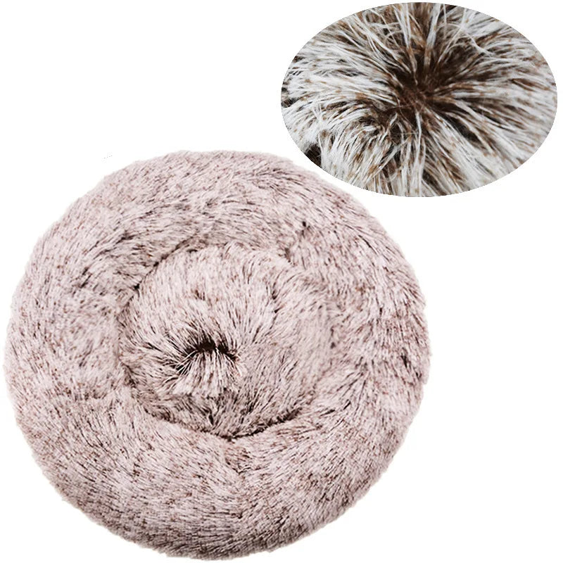 Calming Plush Donut Pet Bed – Washable Anti-Anxiety Dog & Cat Bed
