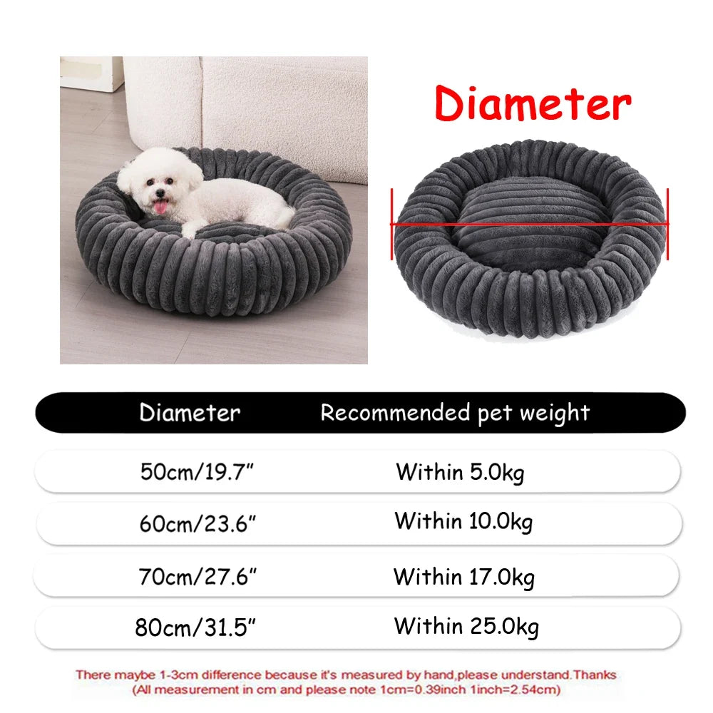 Calming Plush Donut Pet Bed – Washable Anti-Anxiety Dog & Cat Bed