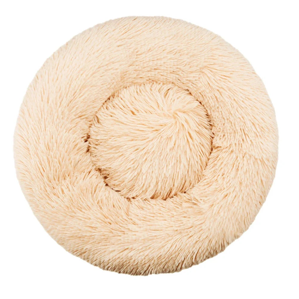 Calming Plush Donut Pet Bed – Washable Anti-Anxiety Dog & Cat Bed