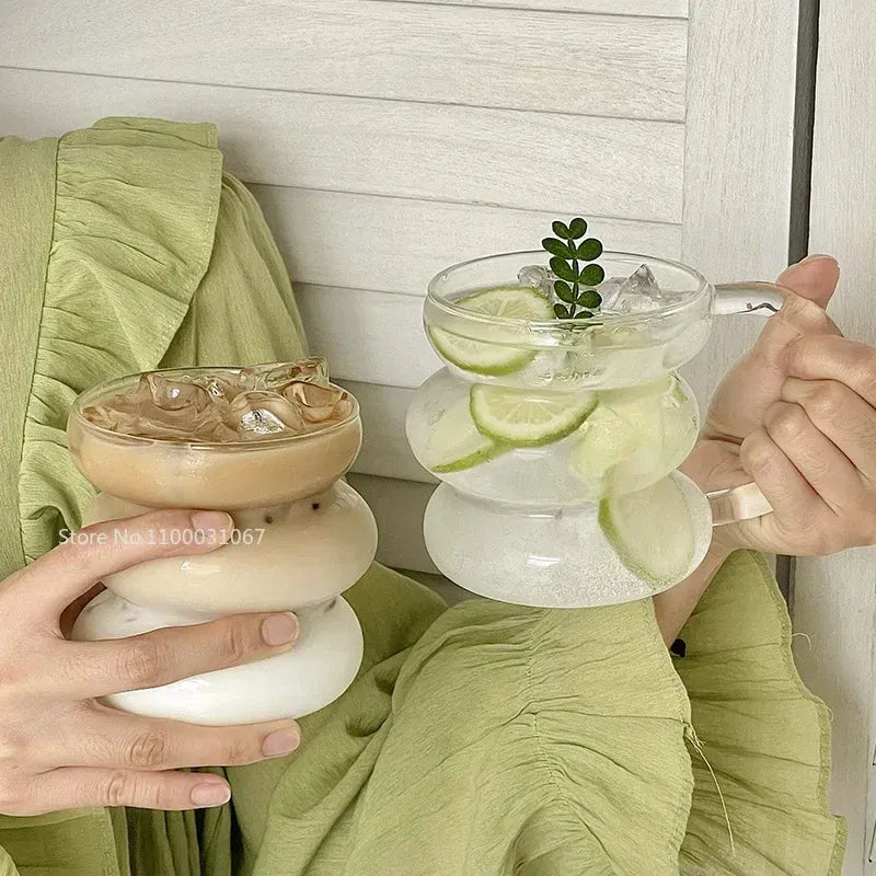 Color: light yellow, Capacity: 301-400ml - Transparent Heat Resistant Glass Coffee Mug Glass  Latte Cup Breakfast Mug Milk Water Cocktail Glass Cup Beer Drinking Glasses