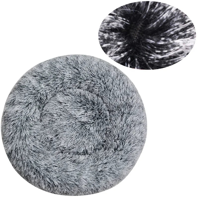 Calming Plush Donut Pet Bed – Washable Anti-Anxiety Dog & Cat Bed