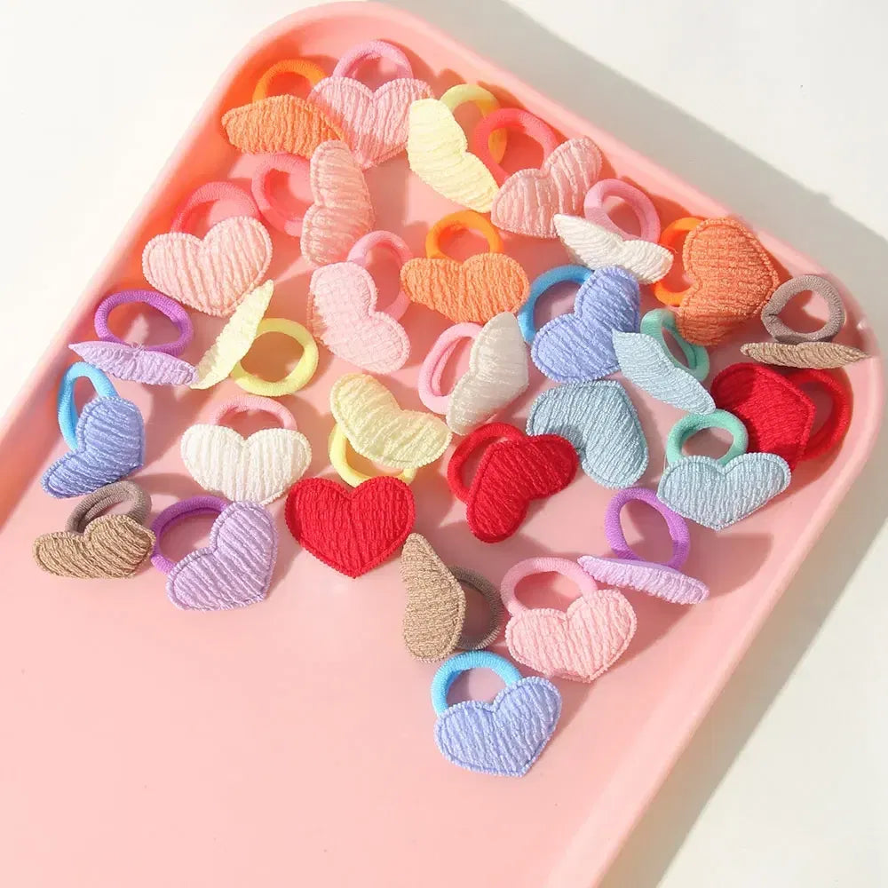 Color: Light Grey - 10/30Pcs Children Hairbands No Harm Hair Cartoon Towel Rope Ponytail Holder Kids Mini Rubber Band Headwear Girls Halloween Gift