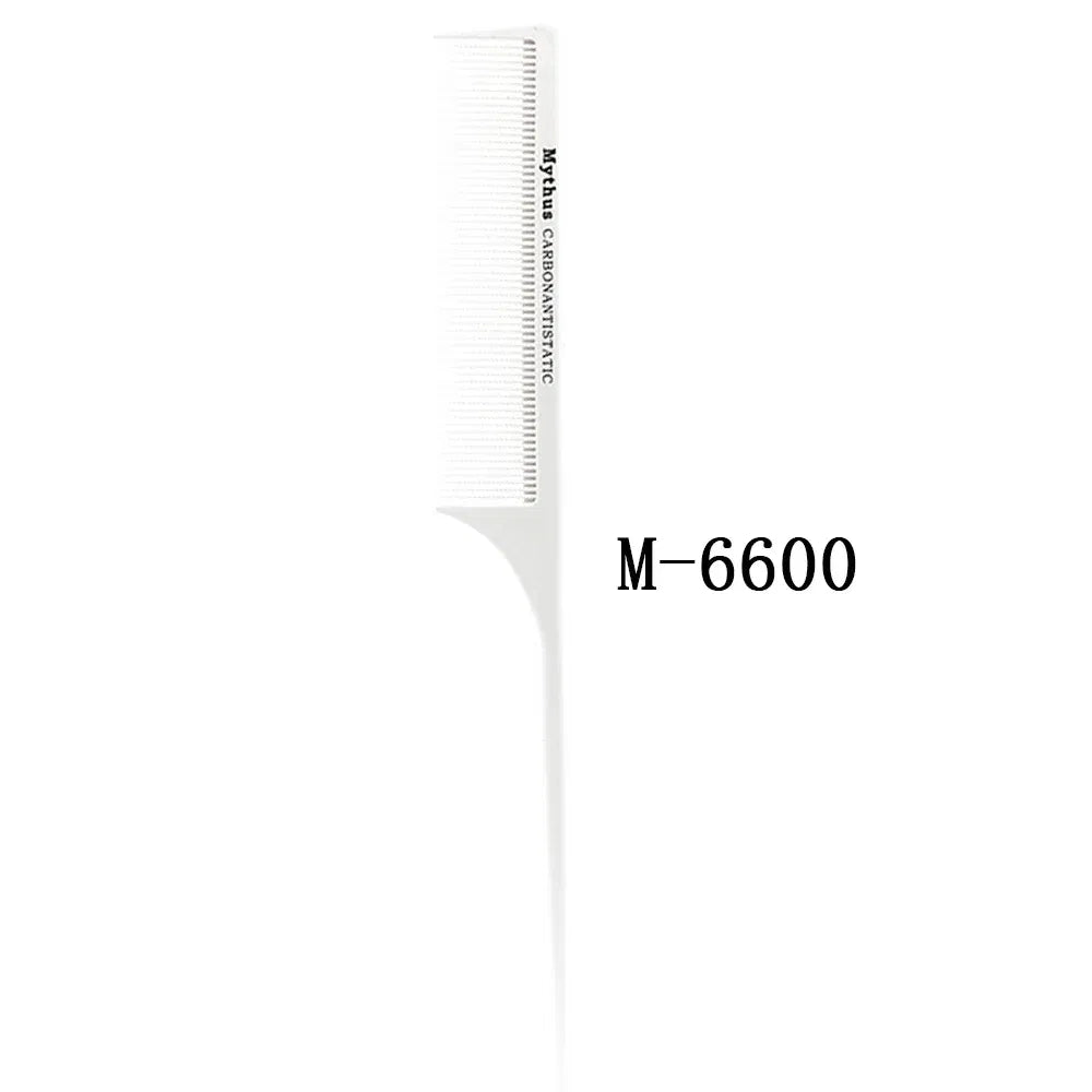 Color: Light Red - Mythus Hairdressing Carbon Comb For Haircut Barber Anti Static White Rat Tail Comb Beauty Professional Hair Styling Tools Comb
