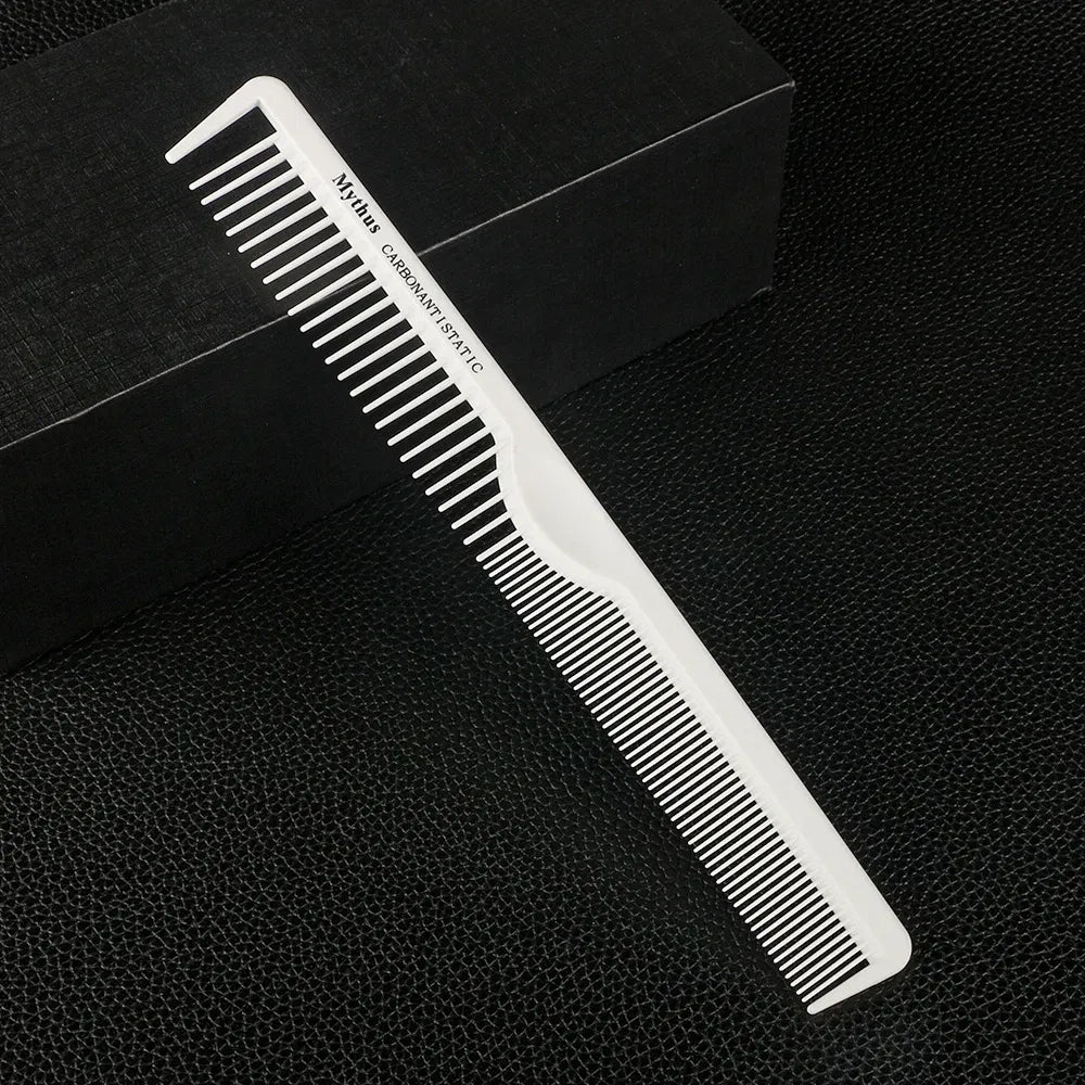 Color: LIGHT GRAY - Mythus Hairdressing Carbon Comb For Haircut Barber Anti Static White Rat Tail Comb Beauty Professional Hair Styling Tools Comb