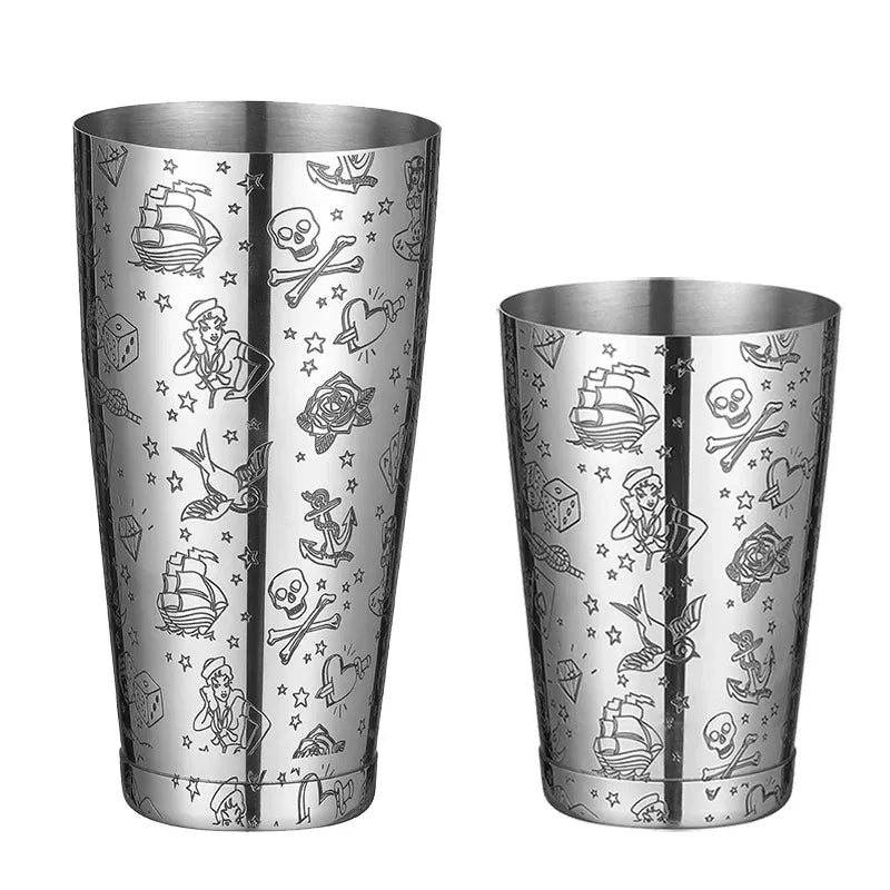 Color: light green - Stainless Steel Boston Shaker Bar Shaker with different Surface Finish -2 Piece Cocktail Shaker, 15-Ounce and 25-Ounce
