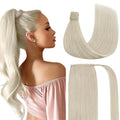 Color: #6, Life Span: 6 Months With Proper Care, Stretched Length: 16inches - VeSunny Human Hair Ponytail Light Blonde Mix Golden Blonde Real Hair Ponytail Extension Highlights Blonde Ponytail Hair 80g